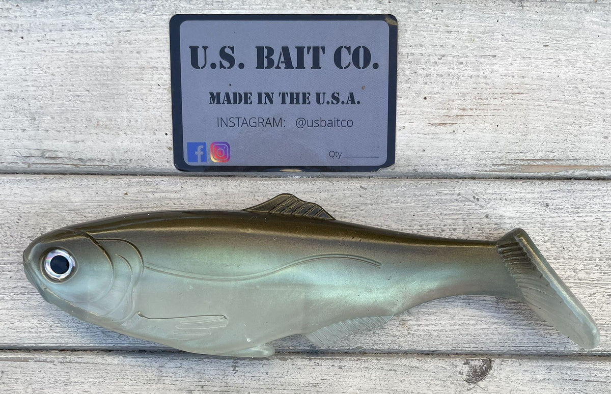 7.5-Inch Weedless Soft Plastic Swimbait Green Gizzard Shad