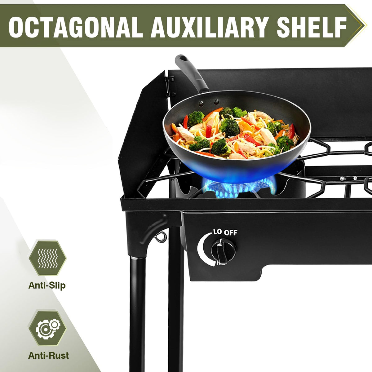 Portable 2-Burner Gas Stove with 150,000-BTU Outdoor Camping Grill