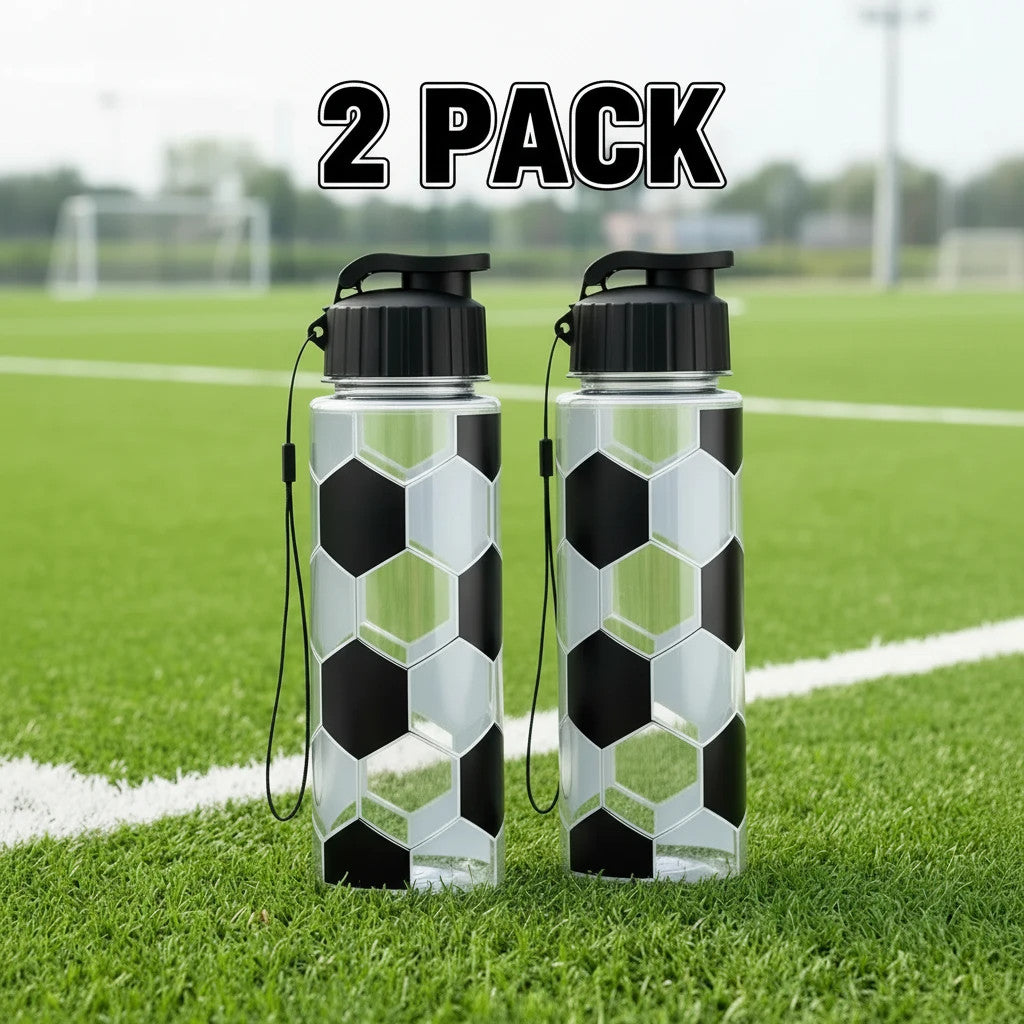17oz Soccer Water Bottle with Flip Top and Carry String - Reusable Sports Drink Bottle