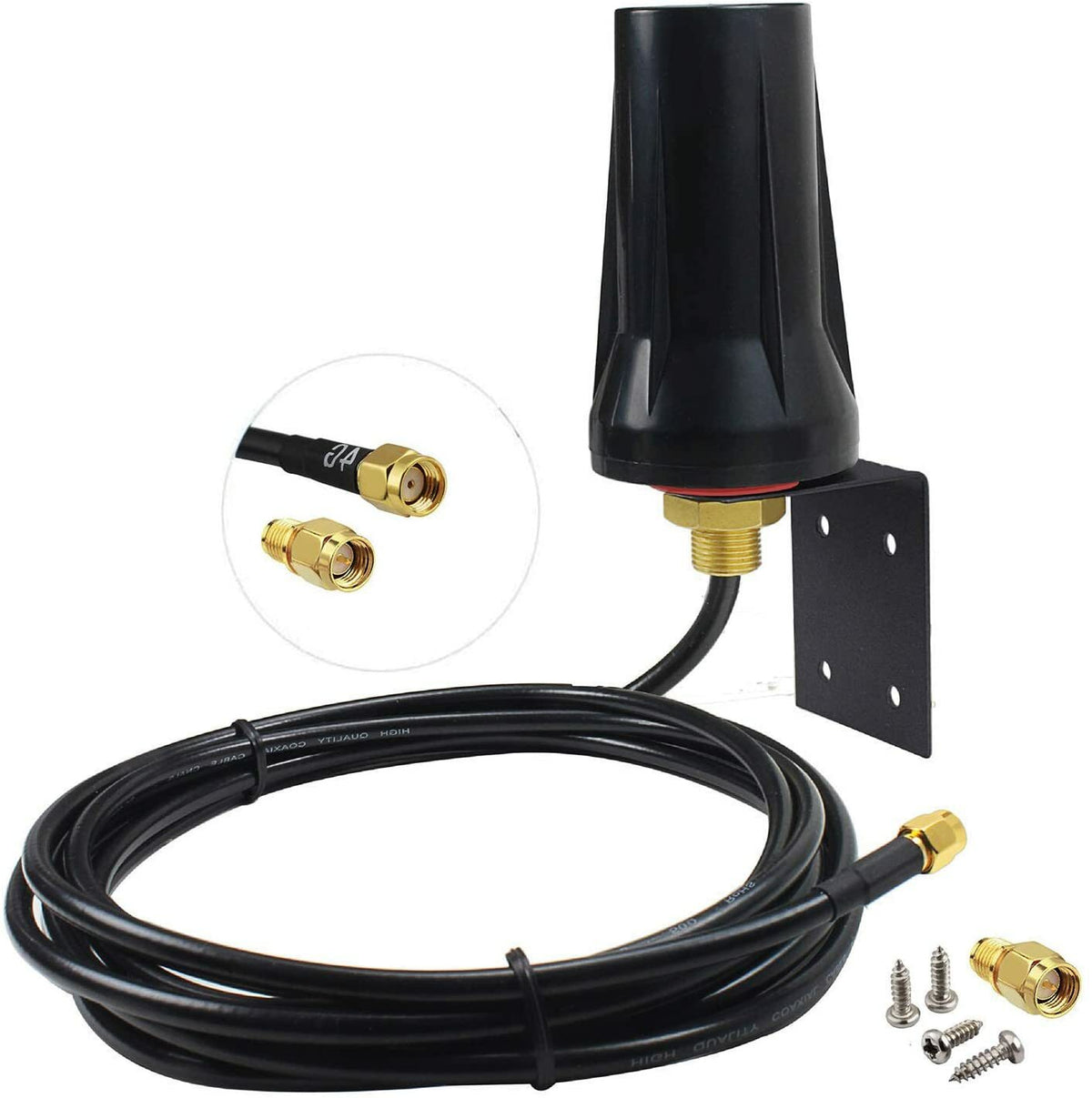 Long Range Cellular Antenna with 10ft RG58 Cable for Trail Cameras & Security