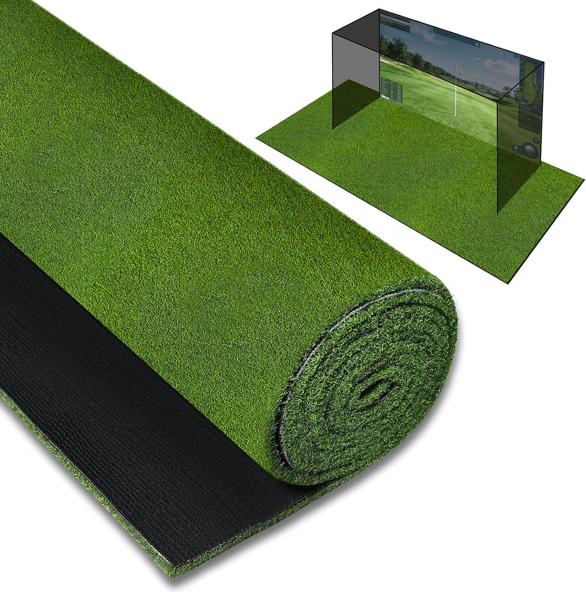 Golf Simulator Turf Mat 12 x 4.8 ft Artificial Grass for Practice & Training
