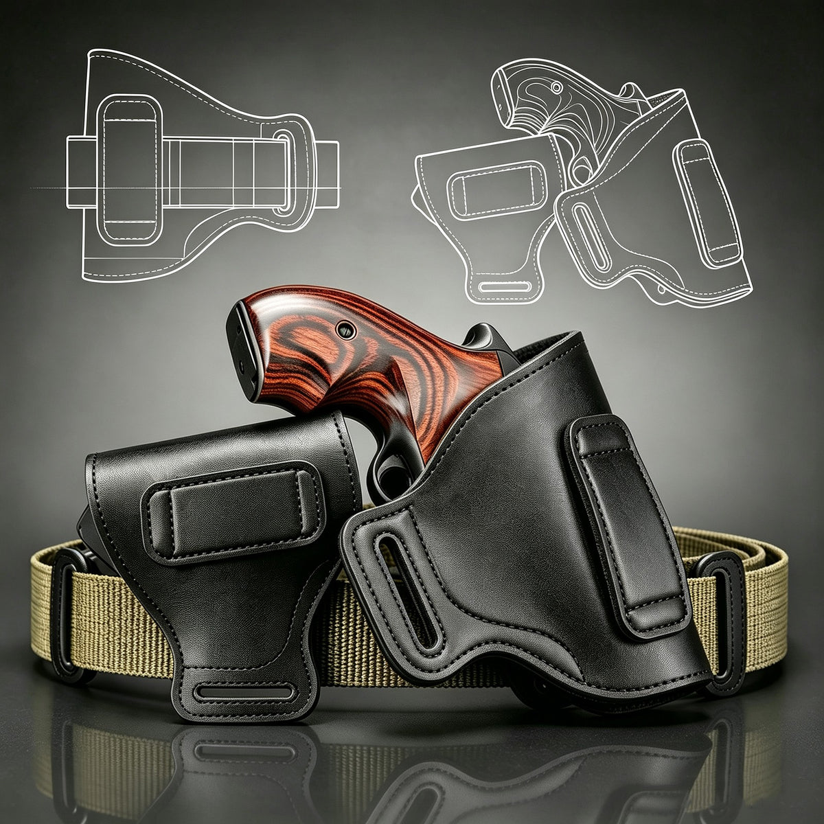 Leather OWB Holster for Most J Frame Revolvers - Right Hand Fit