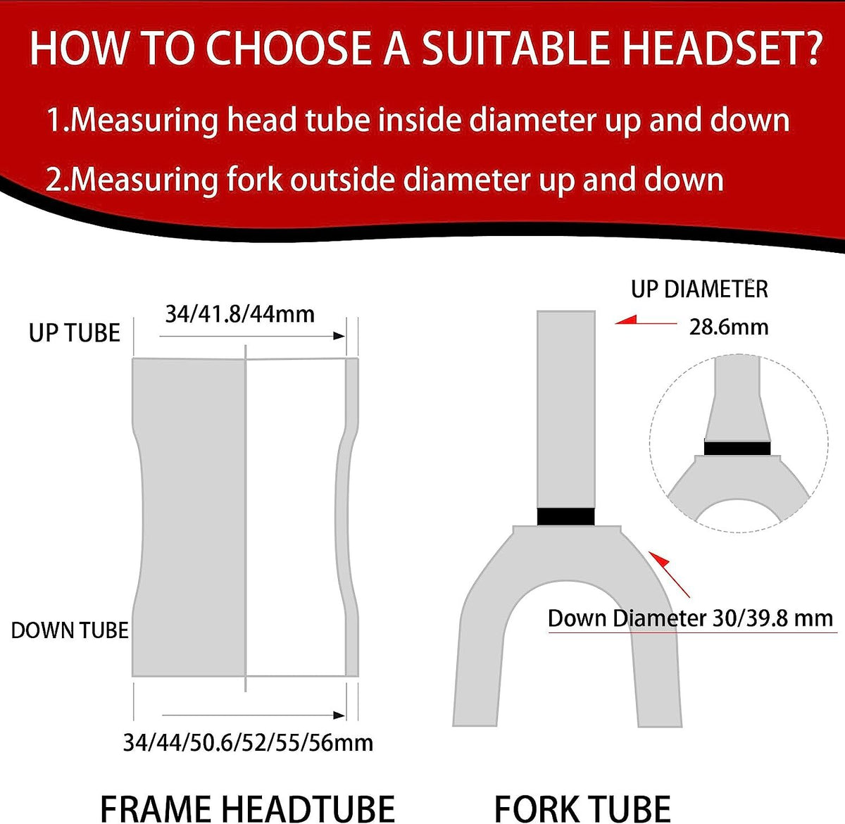Mountain and Road Bike Headset 44-56mm Sealed Bearing Tapered Fork Part