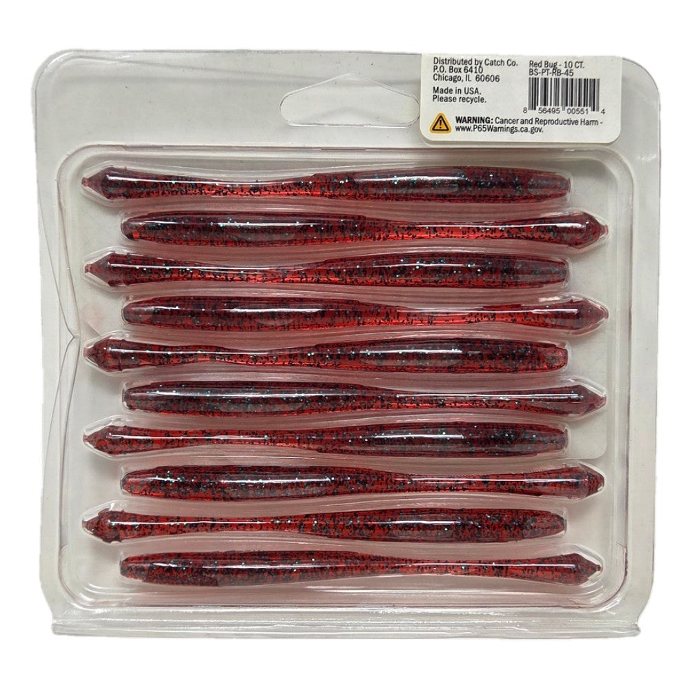 Bass Fishing Soft Plastic Worms - Finesse Drop Shot Baits with Plasma Tail - 10 Pack