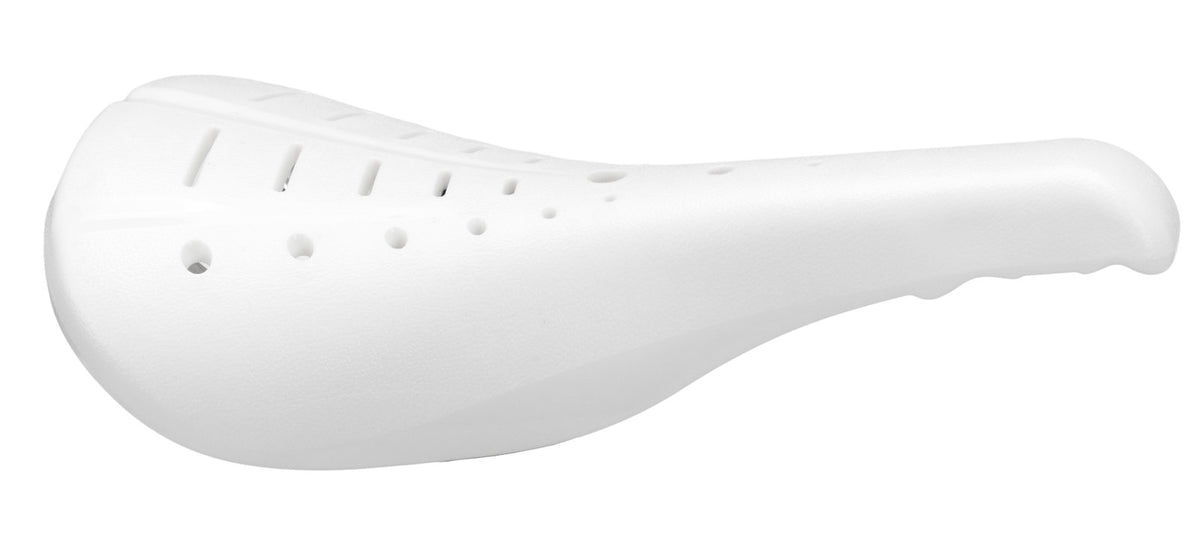 Old School BMX Saddle - Reissue White Bicycle Seat 247mm x 142mm