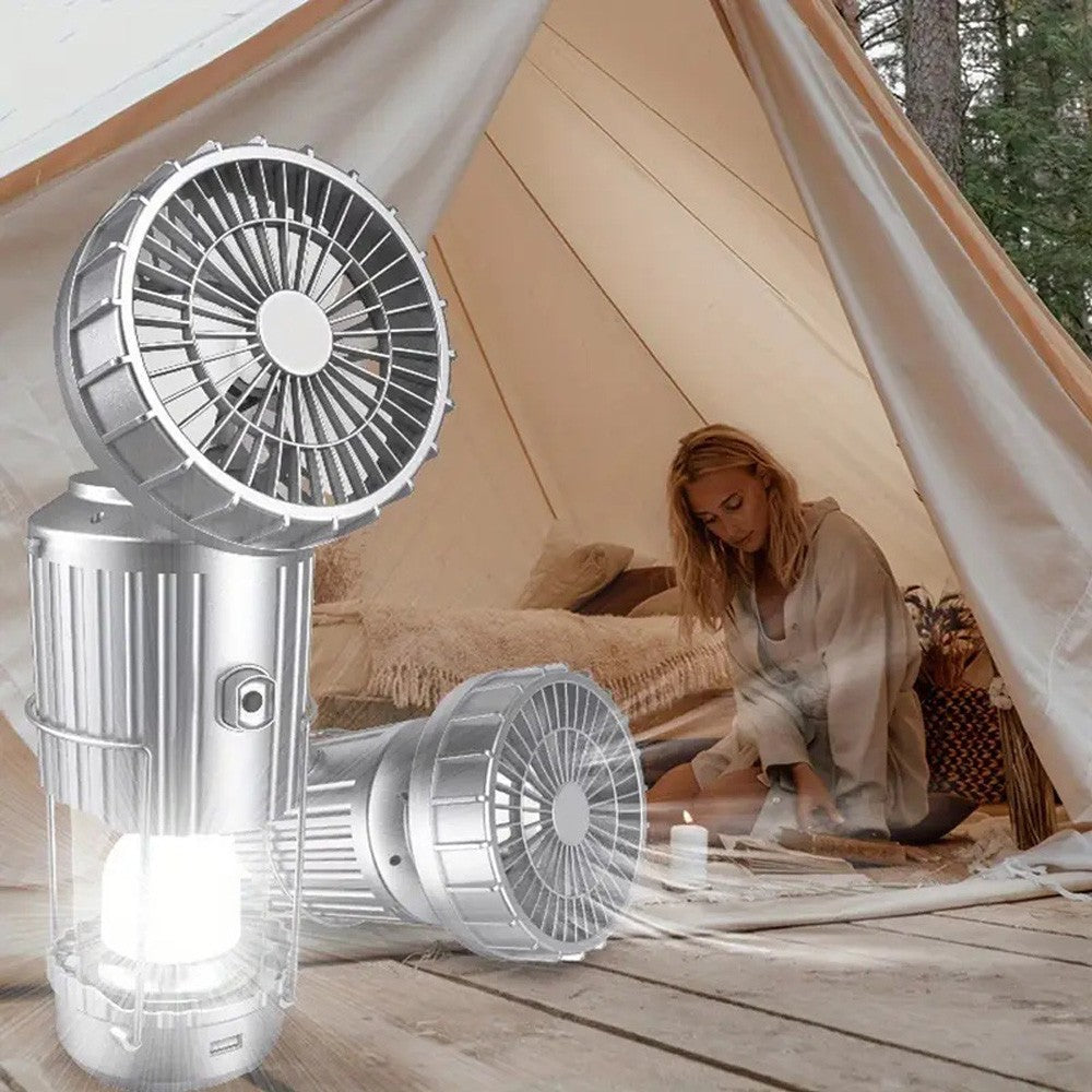 Rechargeable Solar Camping Lantern with Fan - Portable Tent Light & USB Power Bank