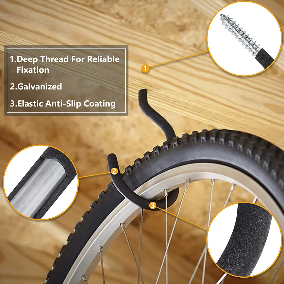 Heavy Duty Wall Mount Bicycle Hooks - Garage & Ceiling Bike Storage