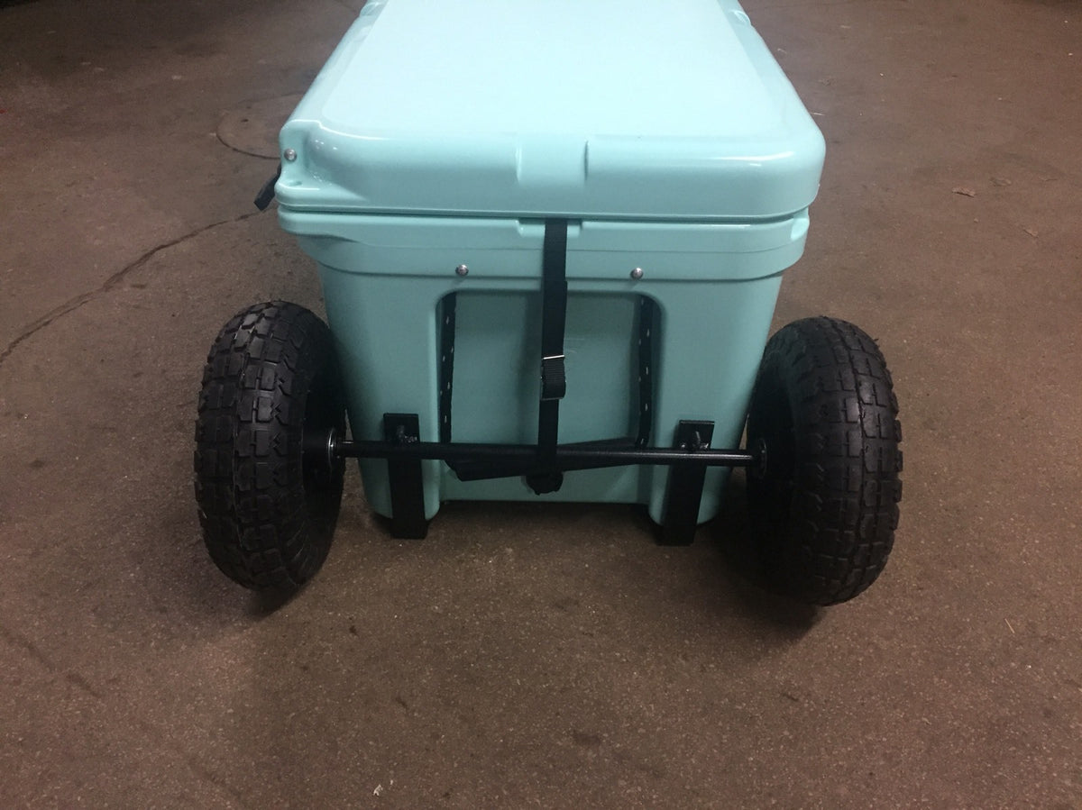 Wheel Tire Axle Kit for YETI 65 Cooler with Support Straps and Black Rims