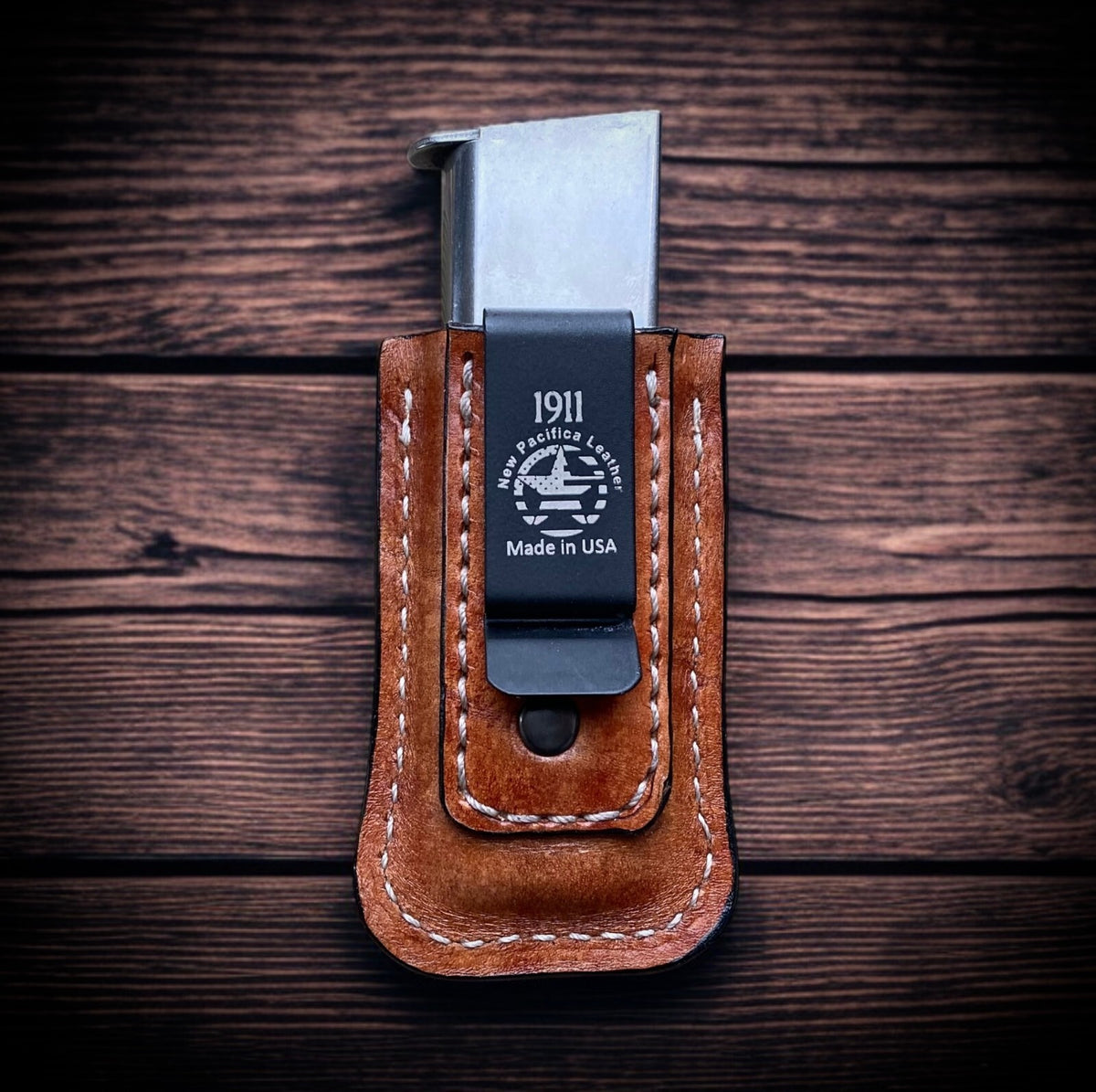Custom Leather Magazine Holder with Belt Clip Made in USA