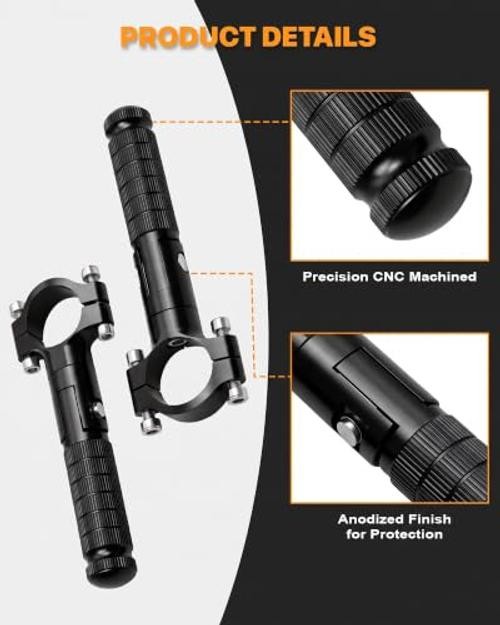 Folding Motorcycle Footrest Pegs 1.25 Inch Black for Harley, Honda, Yamaha & ATV