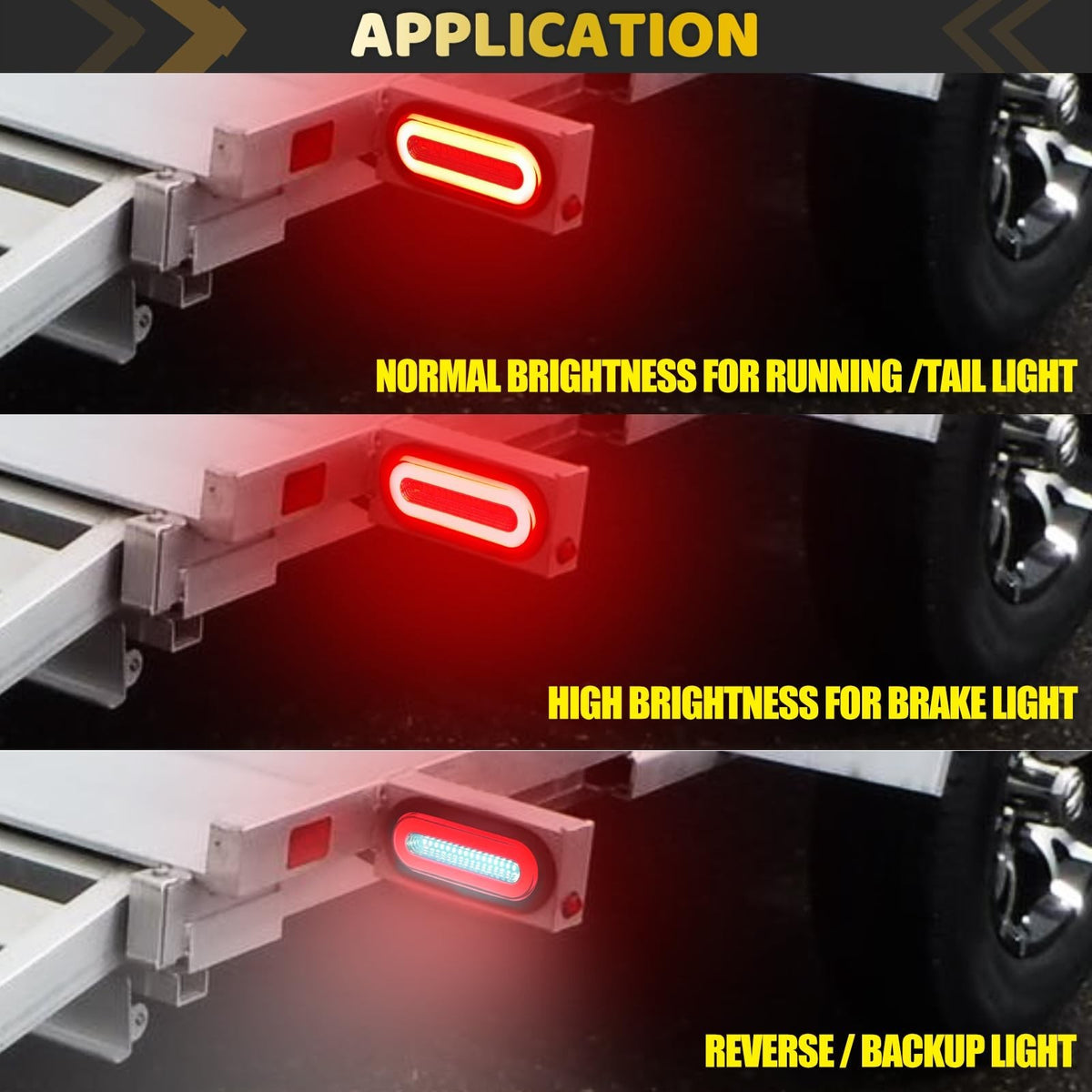 2 Pcs Smoked Lens Oval Trailer Lights 52 LEDs White & Red Halogen