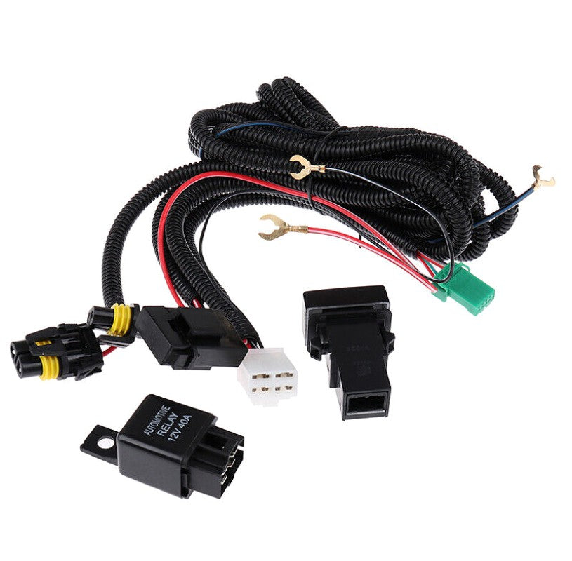 H11 Fog Light Wiring Harness Kit with Switch and LED Indicator - 12V 40A