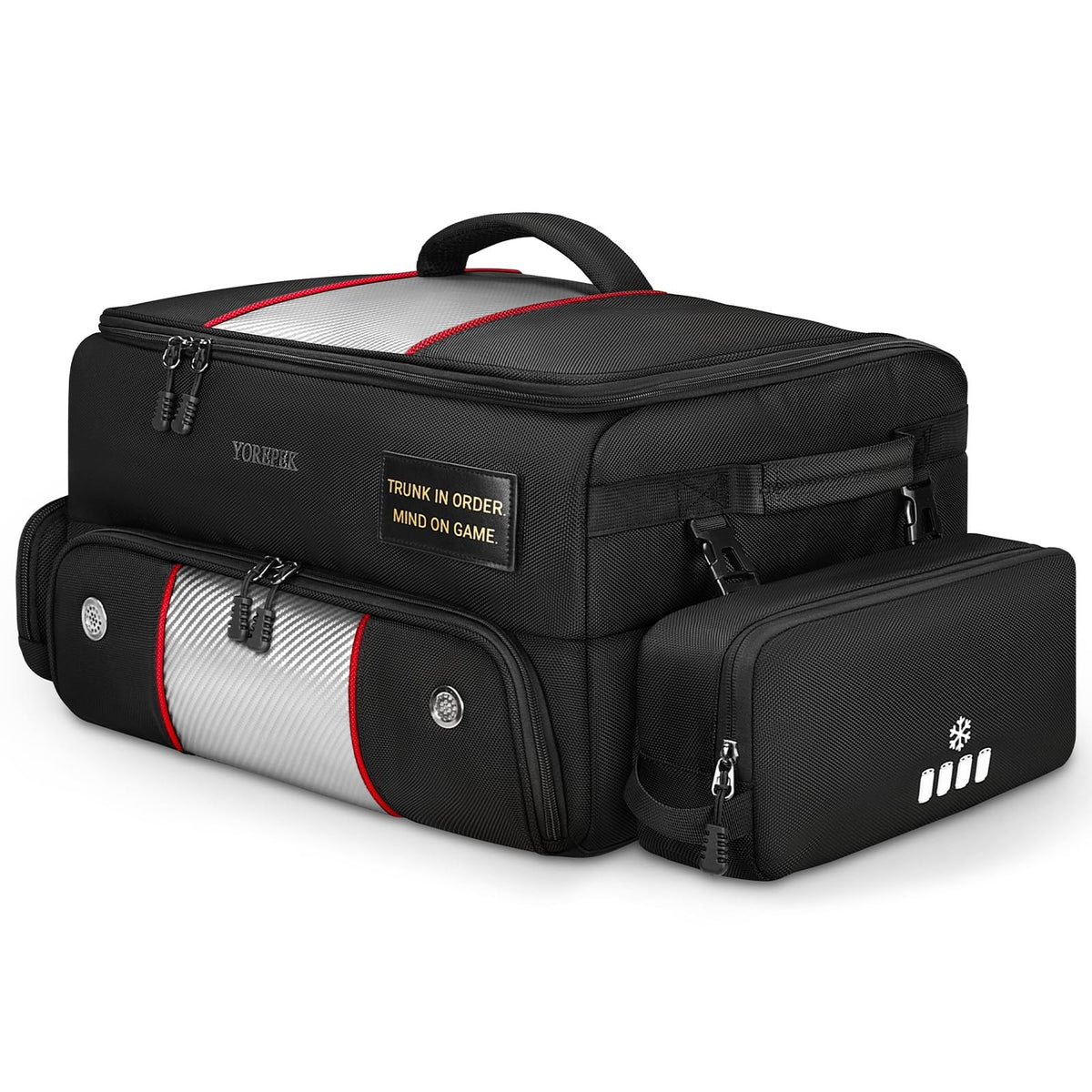 Upgraded Golf Trunk Organizer with Removable Insulated Drink Pouch