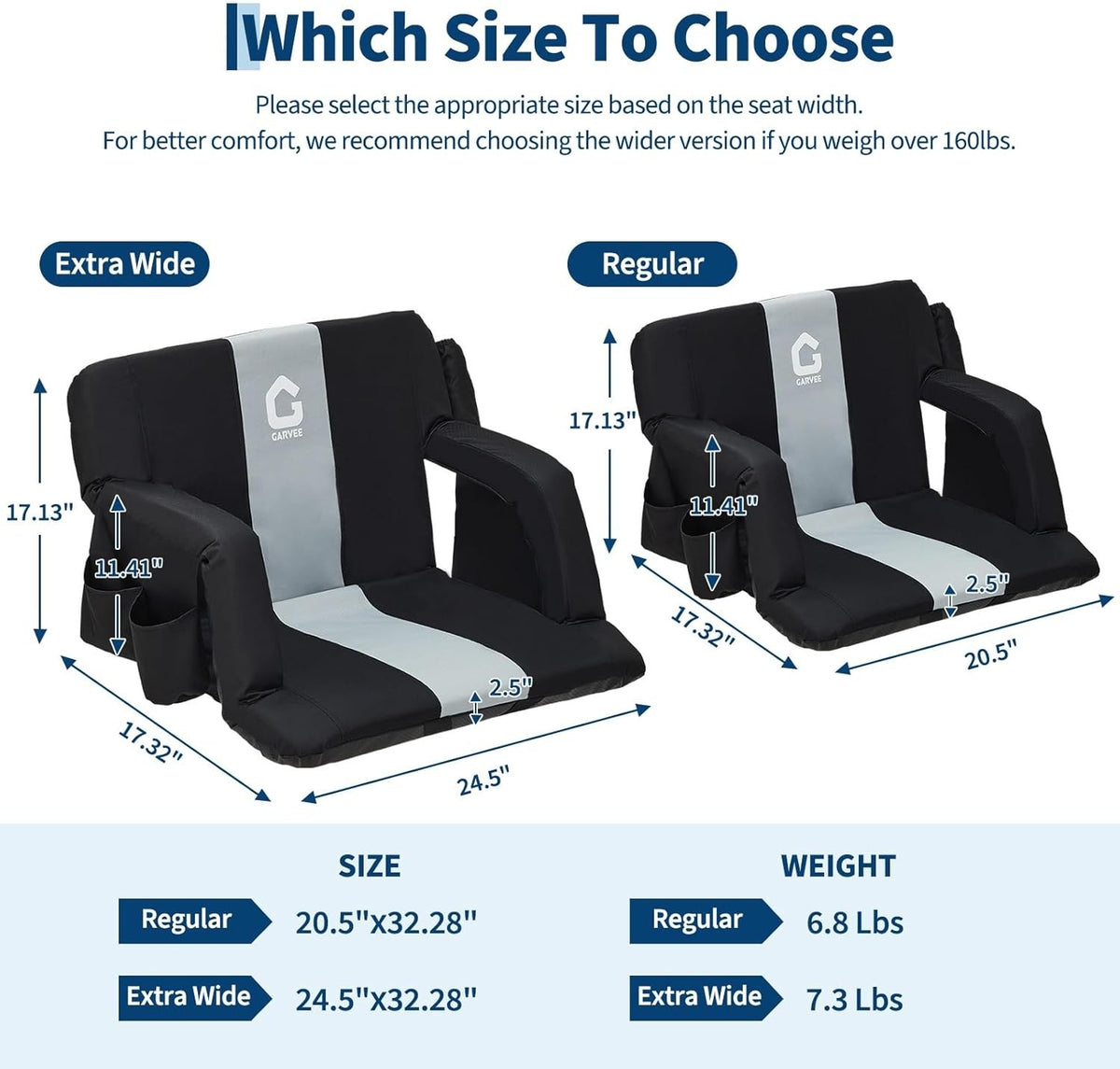 Portable Stadium Seats with Back Support and Padded Cushion 2 Pack