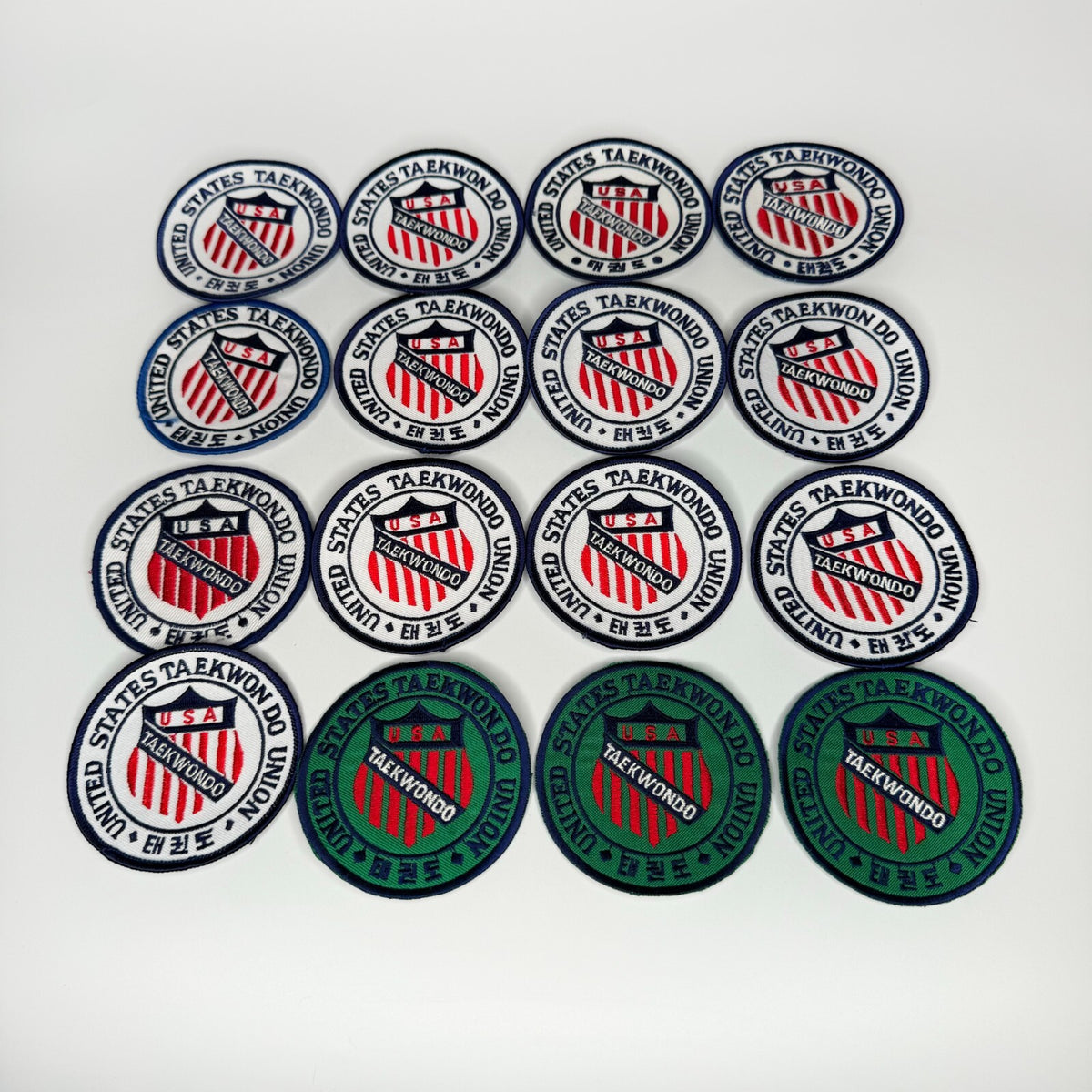 Martial Arts Patches Set - 16 Round United States Taekwondo Union Emblems, 3 Inch