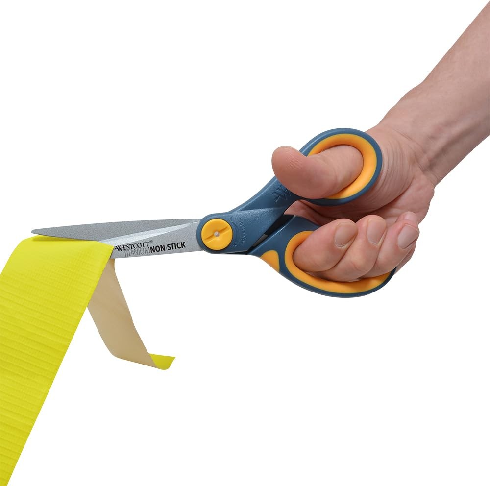 Non-Stick Titanium Scissors 8-Inch, 2-Pack - Gray and Yellow Home & Office Cutting Tools