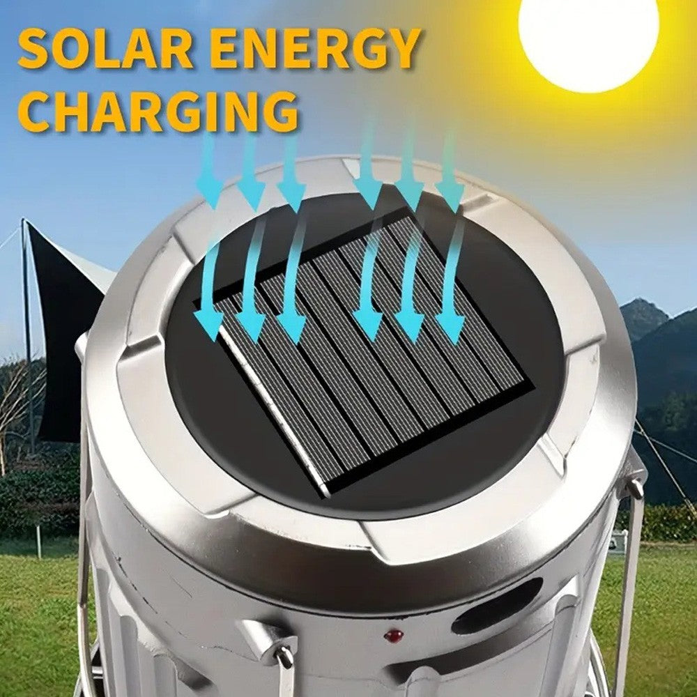 Multi-Function LED Camping Lantern with Fan Solar USB Rechargeable Portable Light