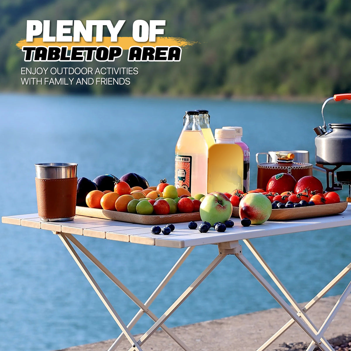 26-Inch Folding Aluminum Camping Table Lightweight Outdoor Picnic Desk