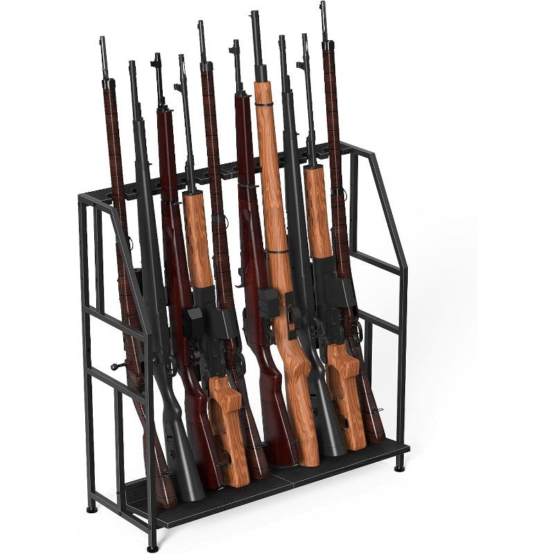 Freestanding Gun Rack for 10 Firearms Adjustable Height Home & Garage Storage