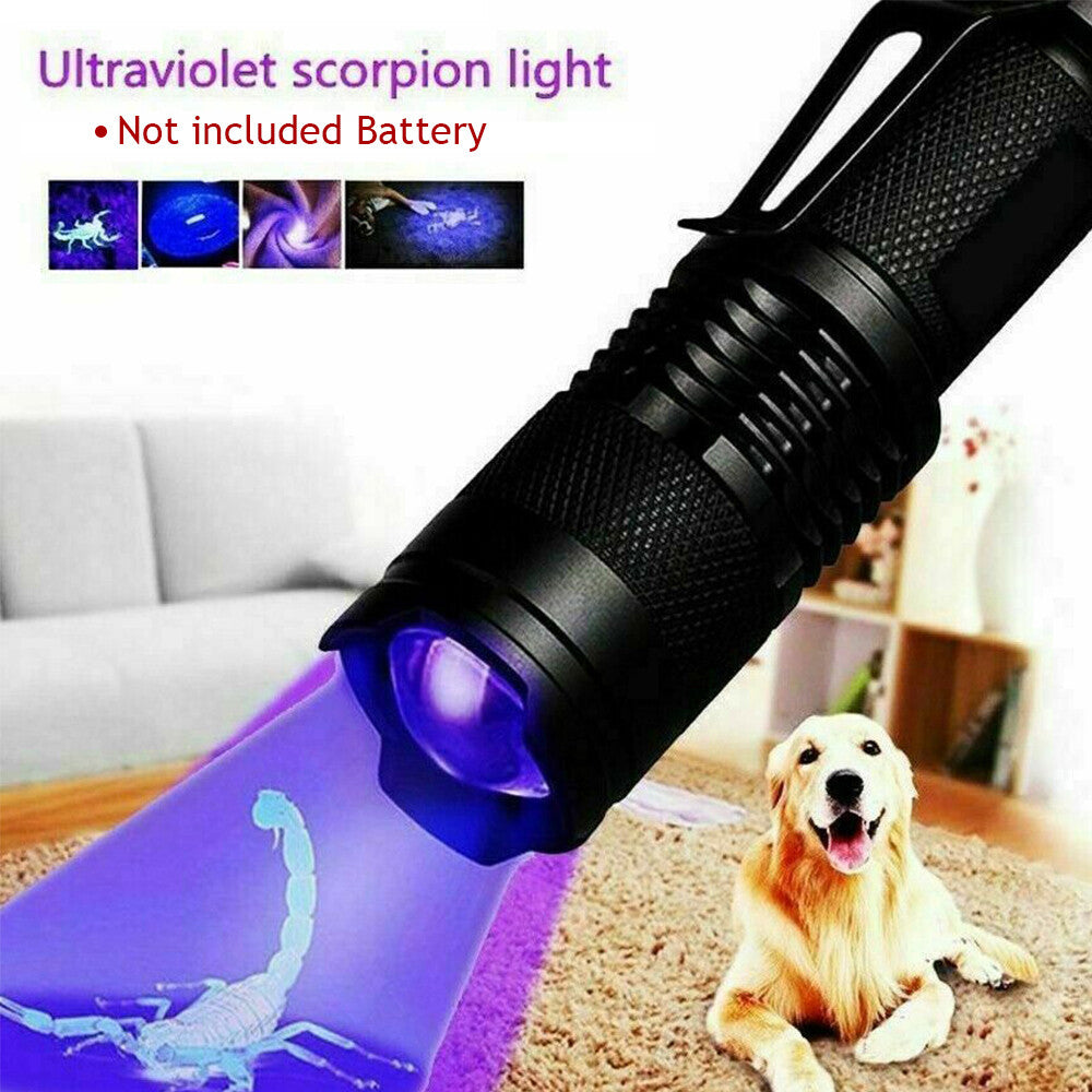 Mini UV Flashlight 395nm Handheld Blacklight for Camping Hunting Night Fishing