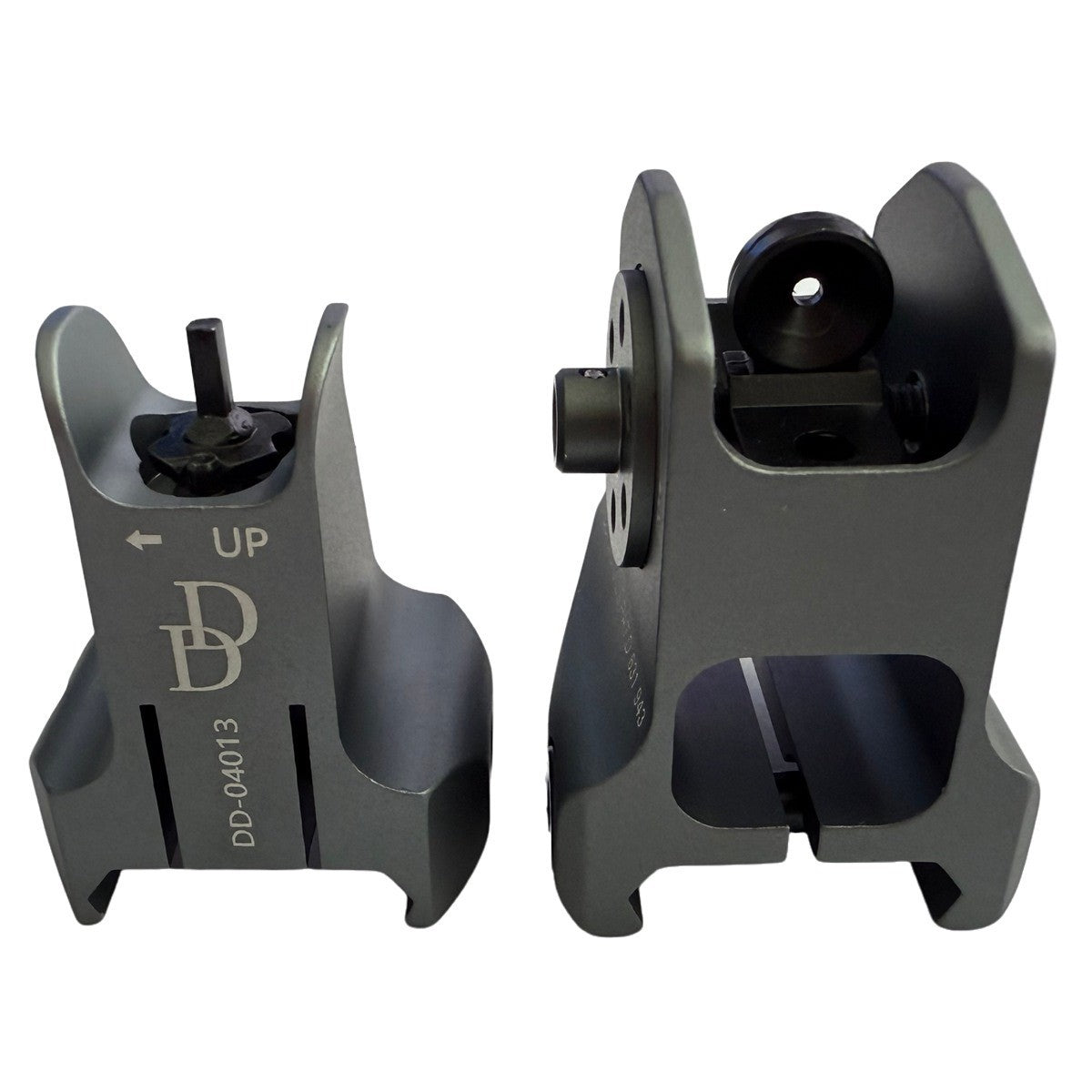 Tactical Low Profile Metal Sights Set for Rifles - Folding Front & Rear Gray