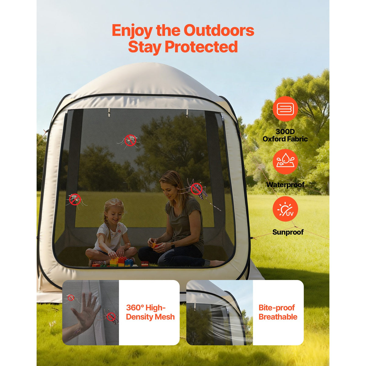 Large Pop-Up Screen House Tent for Outdoor Camping & Gatherings