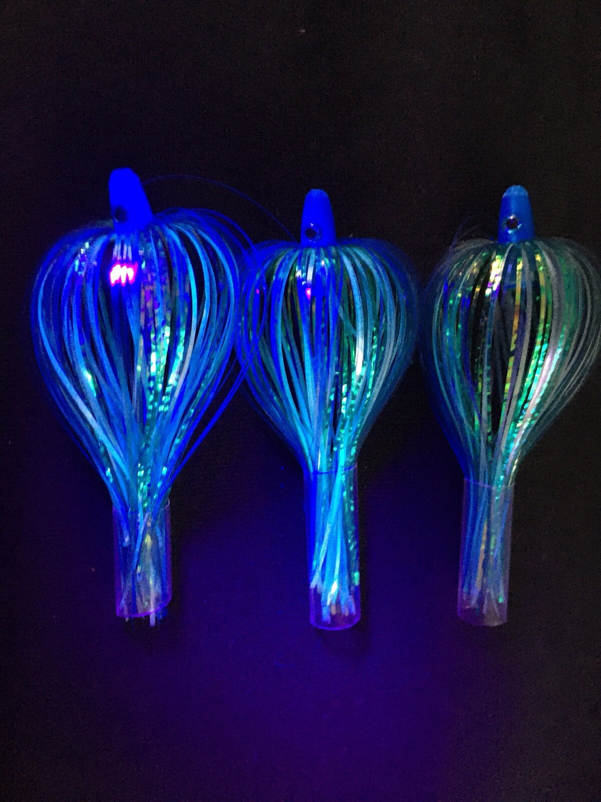 Salmon Trolling Flies Pack of 3 - 4 Inch Unrigged Blue & Glow