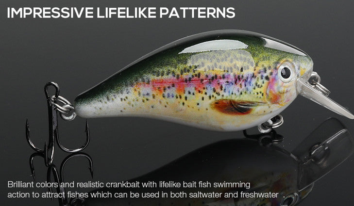 Squarebill Crankbait Lure 2.4 Inch 5-Pack - High-Def Fish Attractor for Shallow Water Fishing