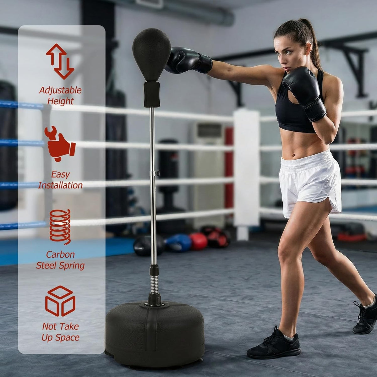 Adjustable Freestanding Speed Ball Punching Bag with Stand for Boxing Fitness