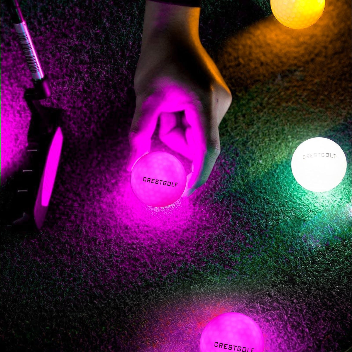 Glow in the Dark Golf Balls with Glow Tees - 3 Bright Color Set for Night Golf