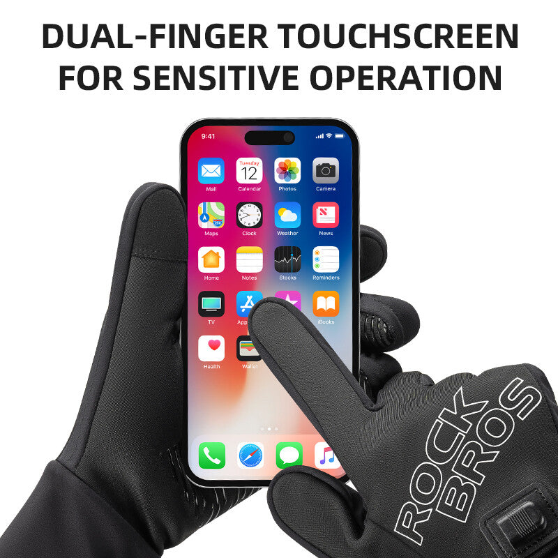 Electric Heated Gloves Touchscreen Windproof Winter Gloves for Cycling, Skiing