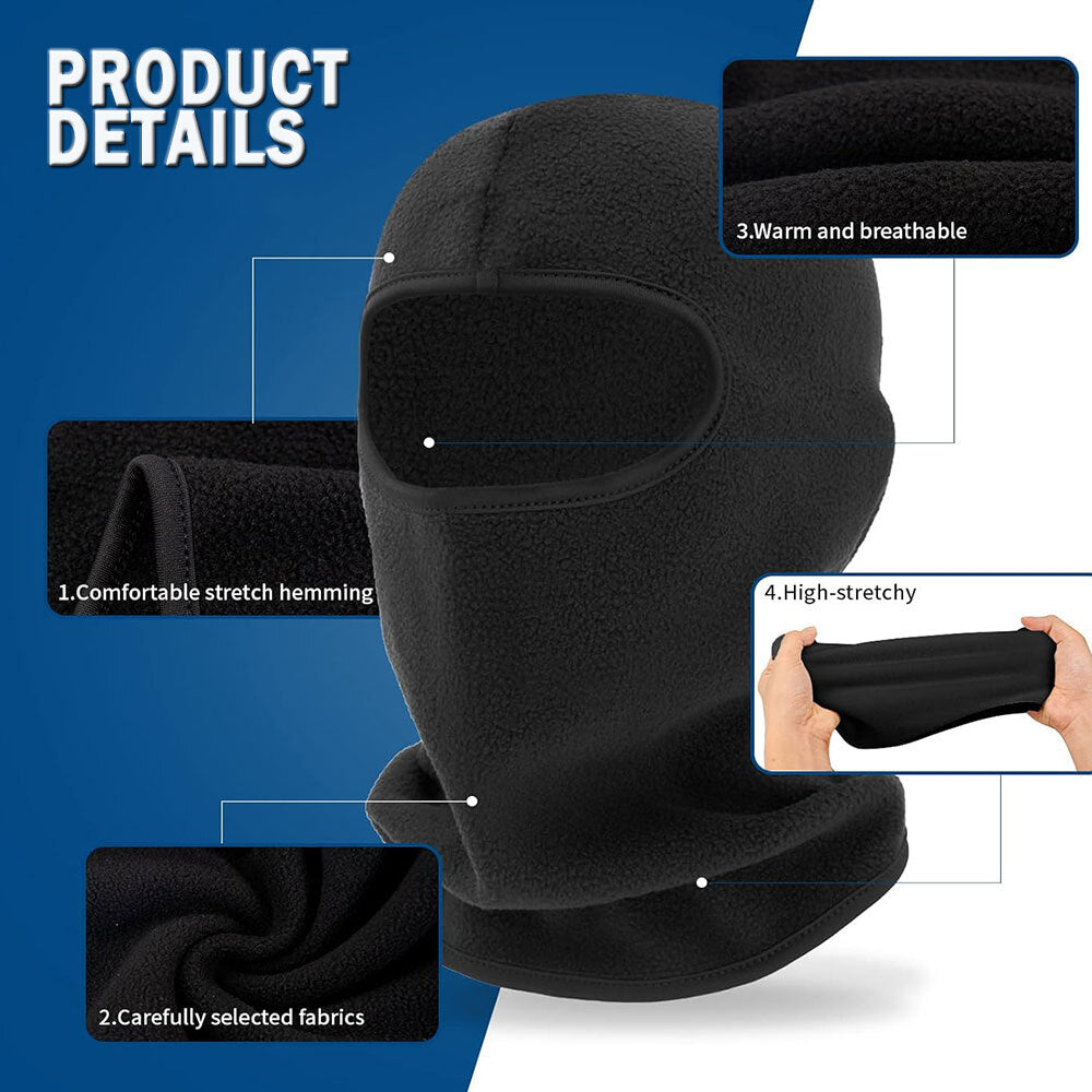 Full Face Ski Mask Balaclava Windproof Fleece Head Cover for Winter Sports