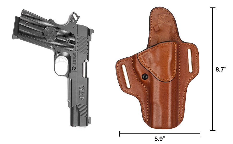 1911 Leather Holster for 5-Inch Barrels OWB Concealed Carry - Fits Colt Kimber Springfield