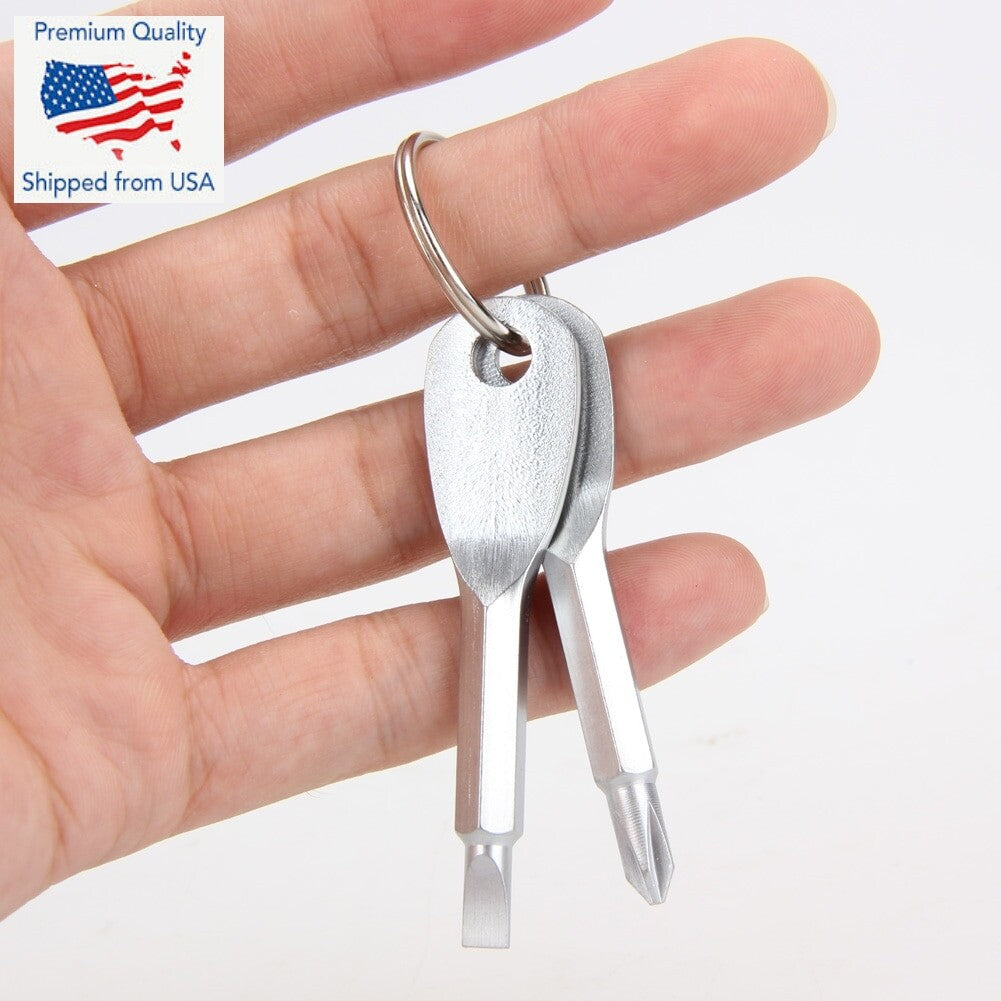 Mini Key Ring Screwdriver Set with Keychain - Portable EDC Tools for Outdoor Use