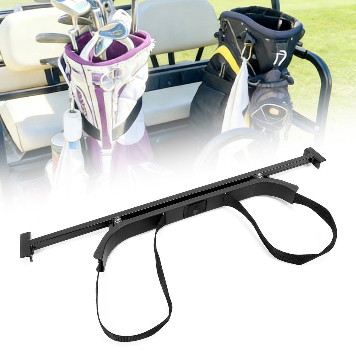 Universal Golf Cart Bag Holder Bracket - Adjustable Rear Mount for EZGO Club Car Yamaha