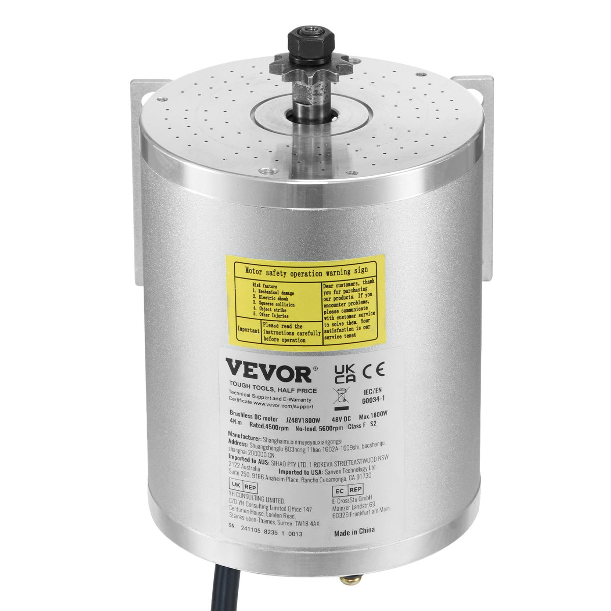 1800W Brushless DC Motor Kit for Electric Bikes and Scooters 48V