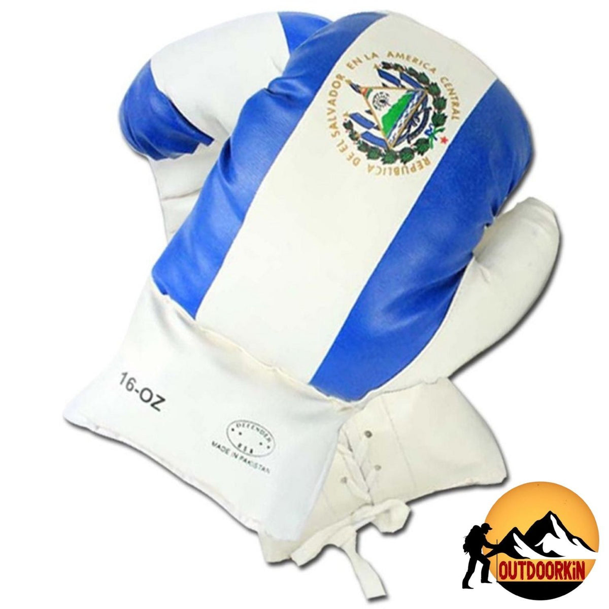 16oz Boxing Gloves with El Salvador Flag Vinyl Leather for Training & Practice