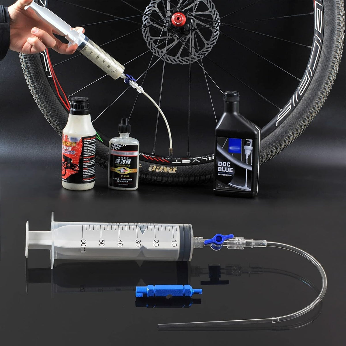 Tubeless Tire Sealant Injector Kit with Valve Core Remover - Cycling Accessory