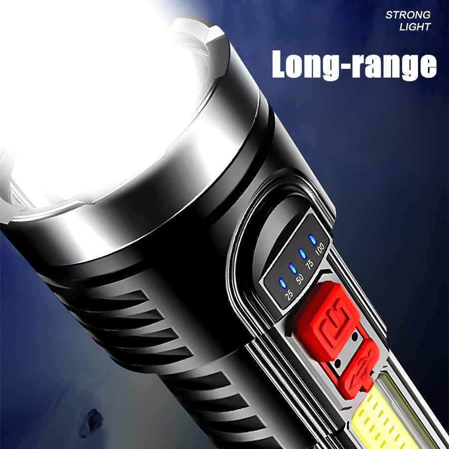 Rechargeable LED Tactical Flashlight with 4 Modes, Waterproof, 1200mAh Battery
