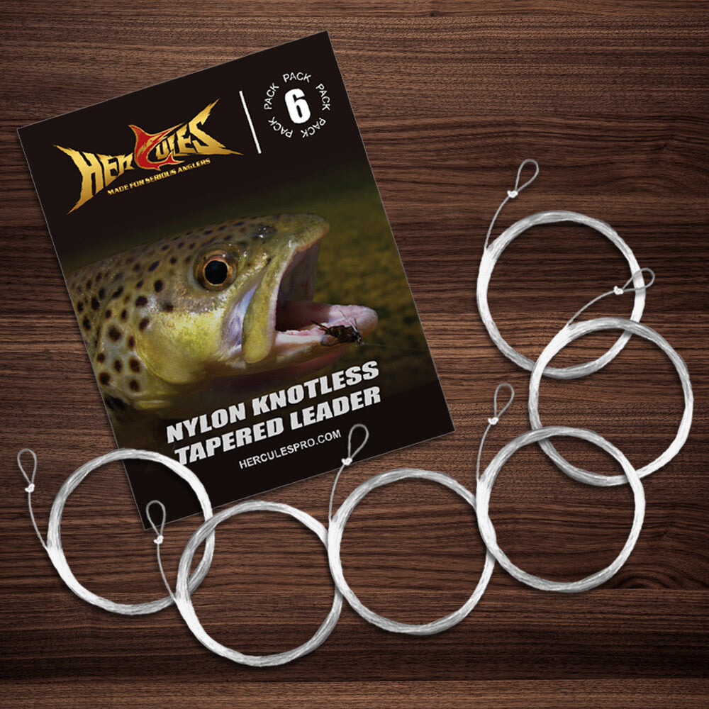 Pre-Tied Fly Fishing Leader Set with Tapered Design & Wallet - Multiple Lengths & Line Weights