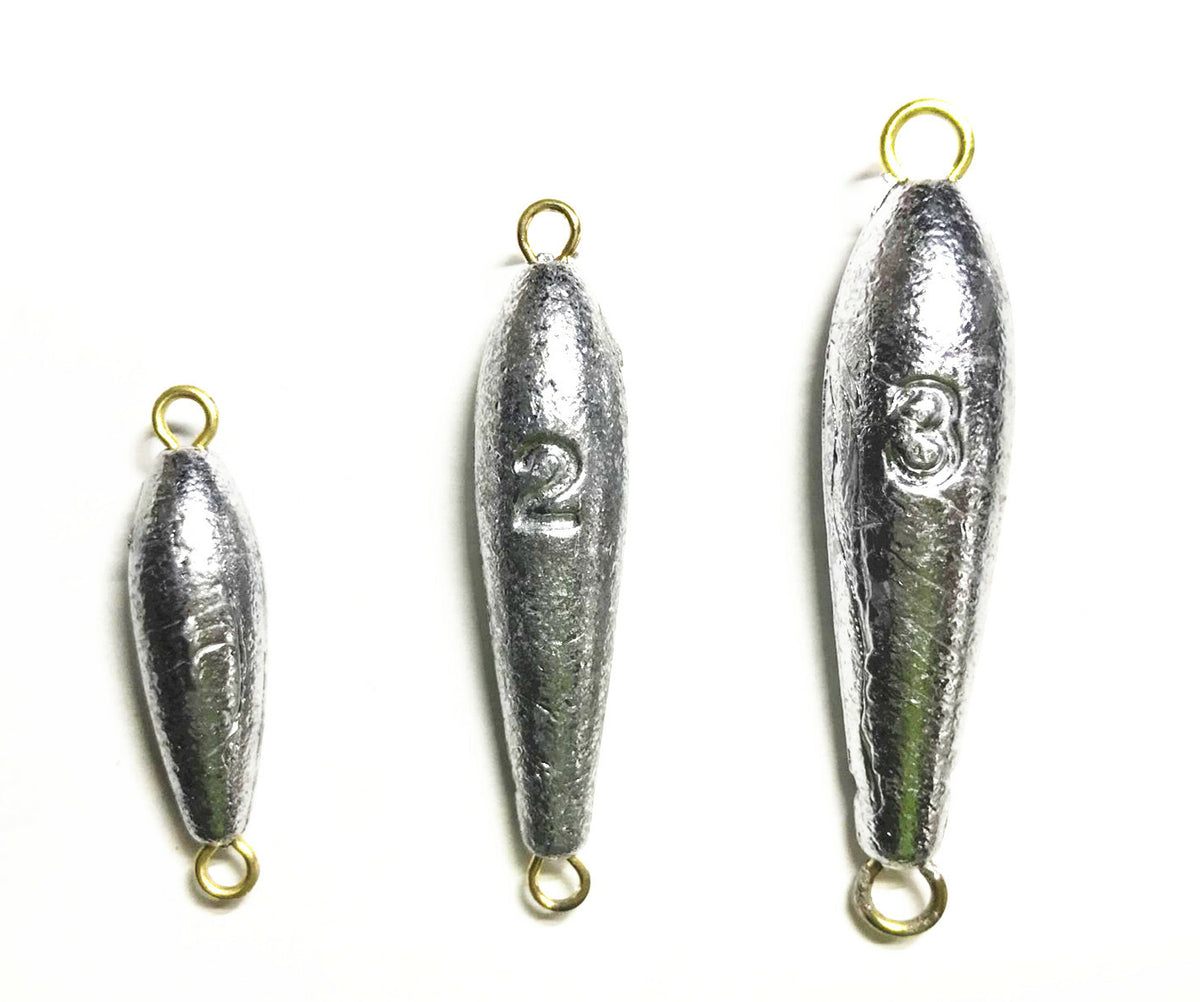 Fishing Sinkers - 5 LB Torpedo Shaped Weights with Wire Loops for Trolling & Bottom Rigging
