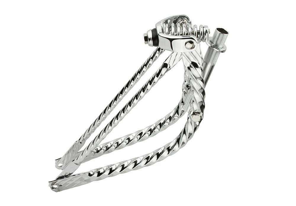 20-Inch Lowrider Bent Square Twisted Bicycle Fork Chrome Style