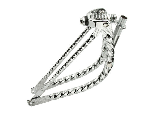 20-Inch Lowrider Bent Square Twisted Bicycle Fork Chrome Style