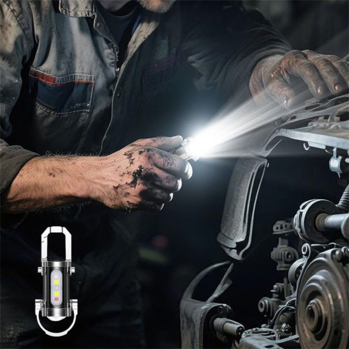 Portable Rechargeable LED Keychain Flashlight with 7 Modes Waterproof