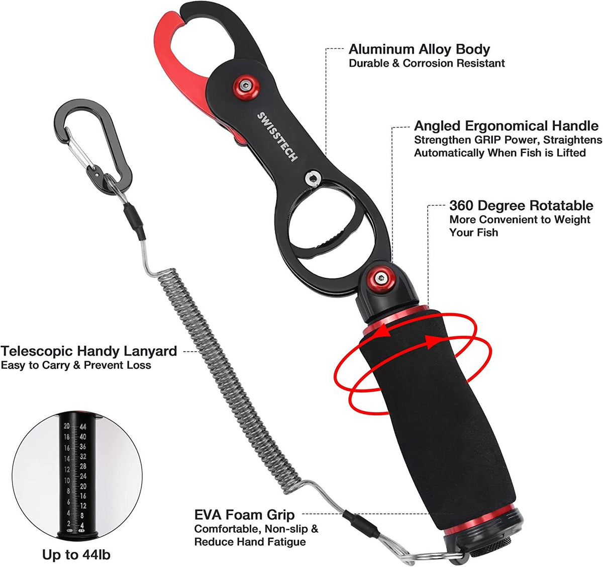 Fishing Tool Kit with Fish Lip Gripper Scale and Accessories - Lightweight, Corrosion-Resistant