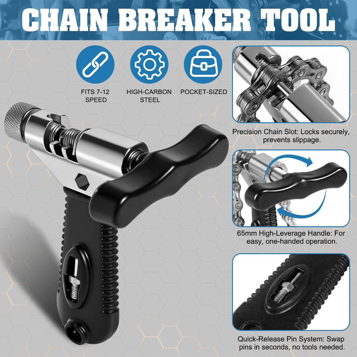 Universal Bike Chain Tool for Road & Mountain Bicycles - Durable Chain Breaker