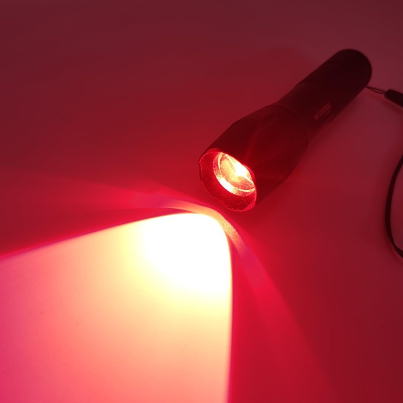 Rechargeable 2-in-1 LED Flashlight with White and Red Light, Waterproof
