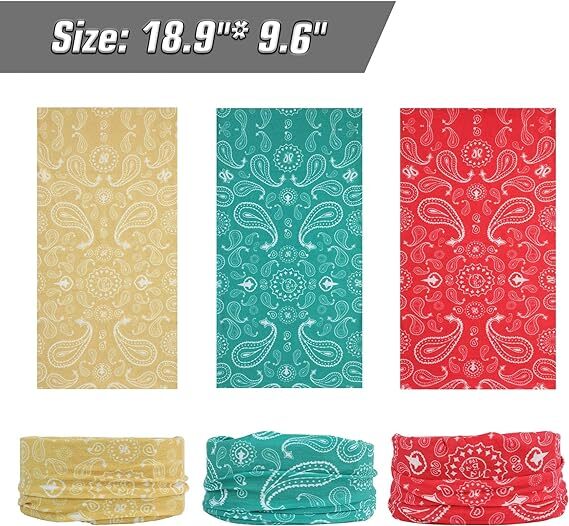 Sun UV Protection Face Masks 6 Pack - Breathable Neck Gaiter & Cover