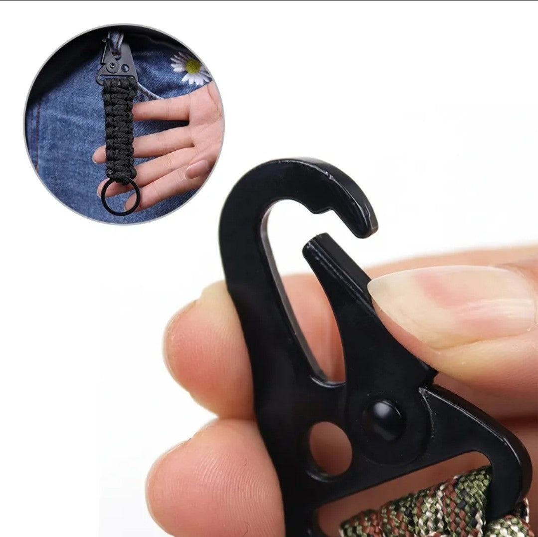 Tactical Paracord Keychain with HK Clip - Rugged EDC Key Fob and Lanyard