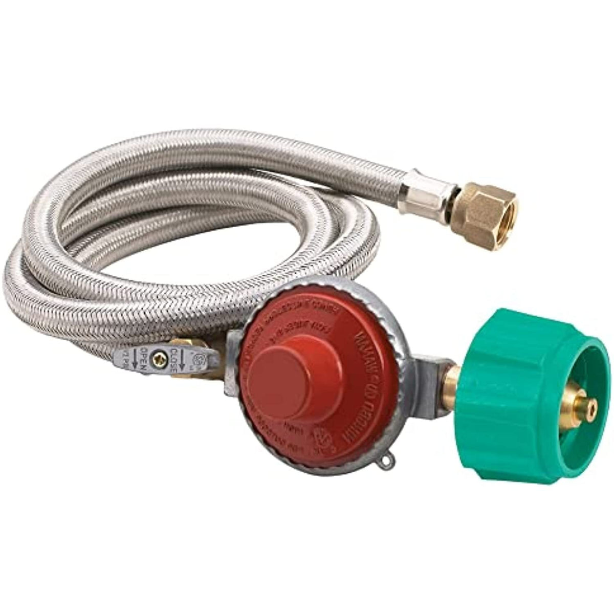 48-In Stainless Steel LPG Hose with 10 PSI Regulator for Gas Cookers